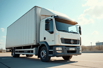 Camion de déménagement extérieur avec conducteur prêt à partir