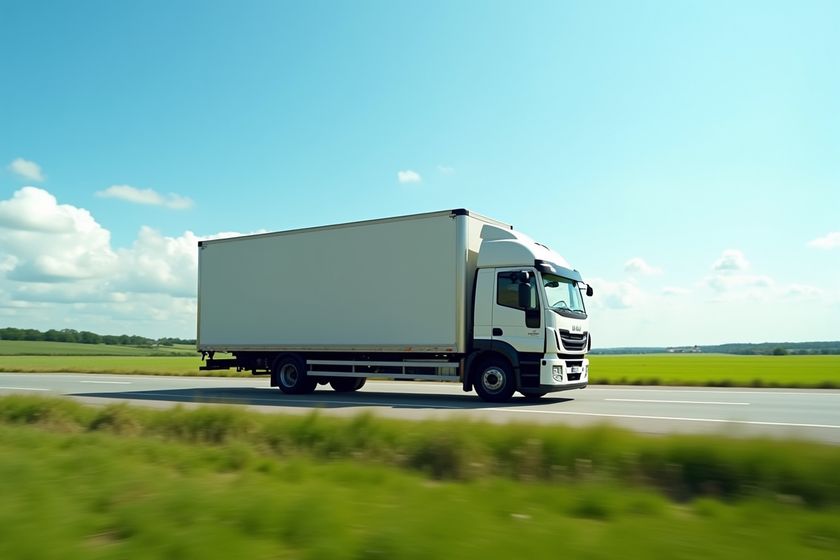 Camion moveur d occasion sur route rurale en plein air