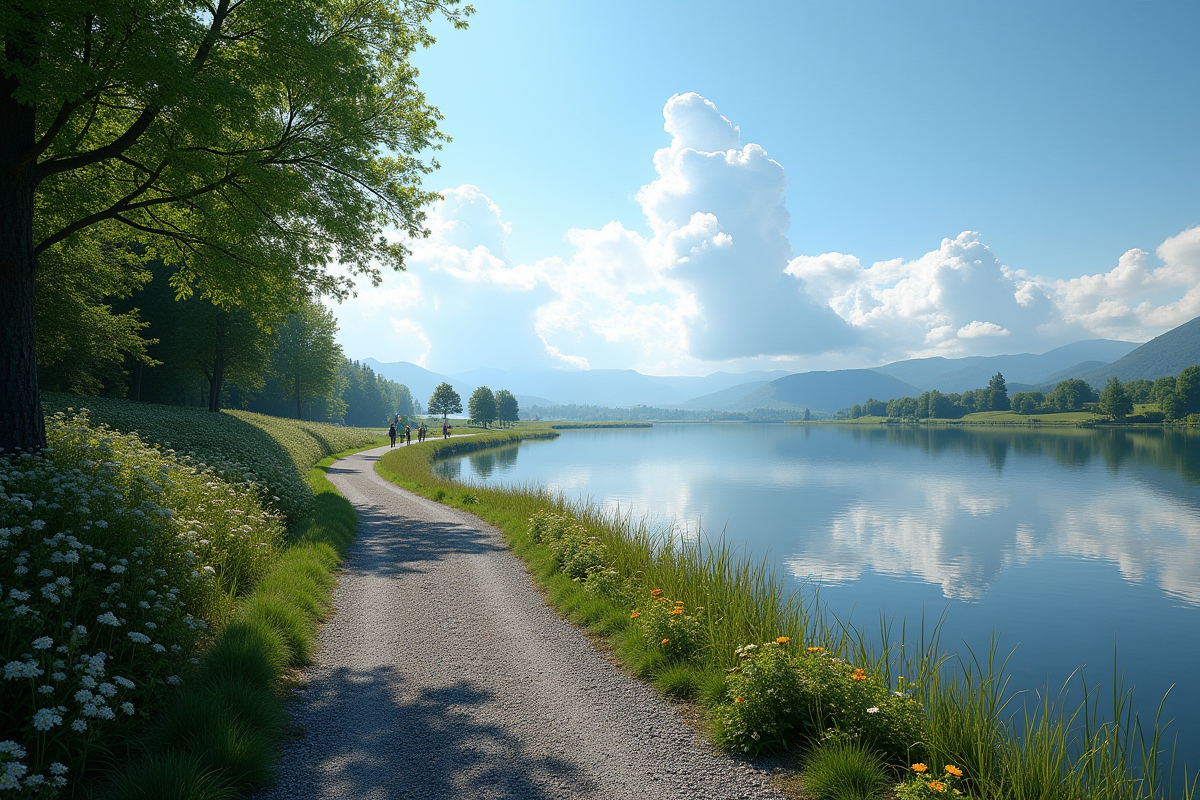 Chemin en gravier au bord d