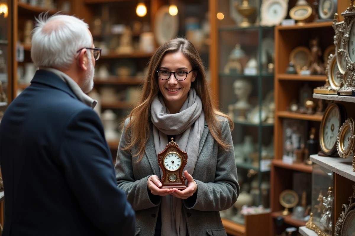 Femme discutant avec un vendeur dans une boutique d
