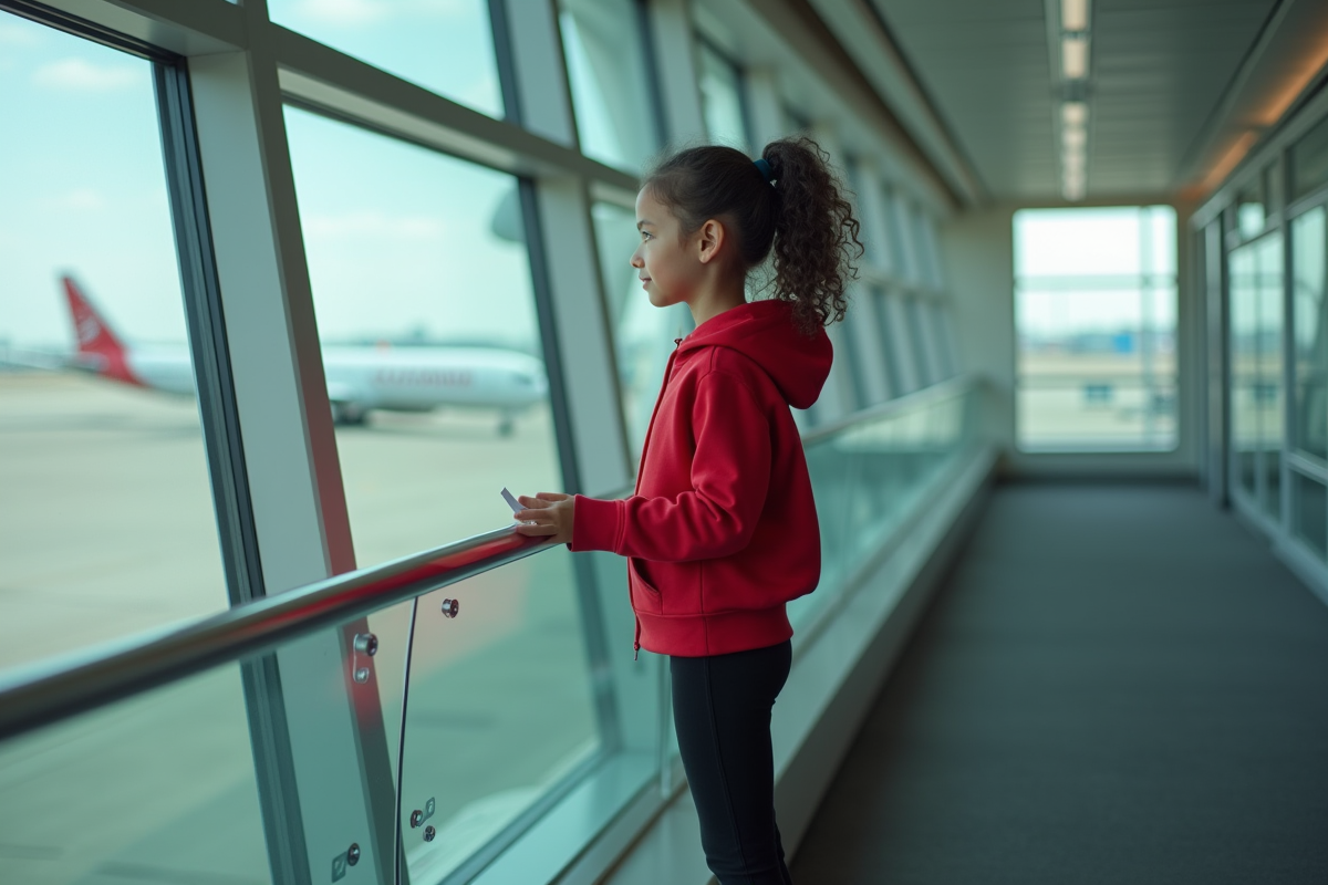 Fille de 12 ans regardant par la fenêtre d
