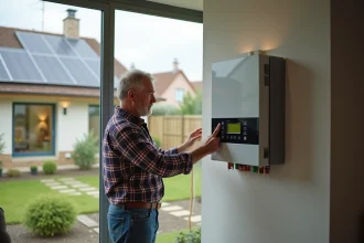 Panneaux solaires installés sur un toit résidentiel moderne
