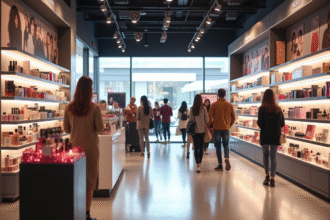 Intérieur lumineux d'un magasin Sephora bien organisé