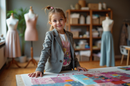 Jeune fille créatrice de mode dans son atelier