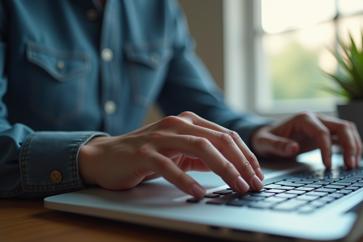 Mains tapant sur un clavier d