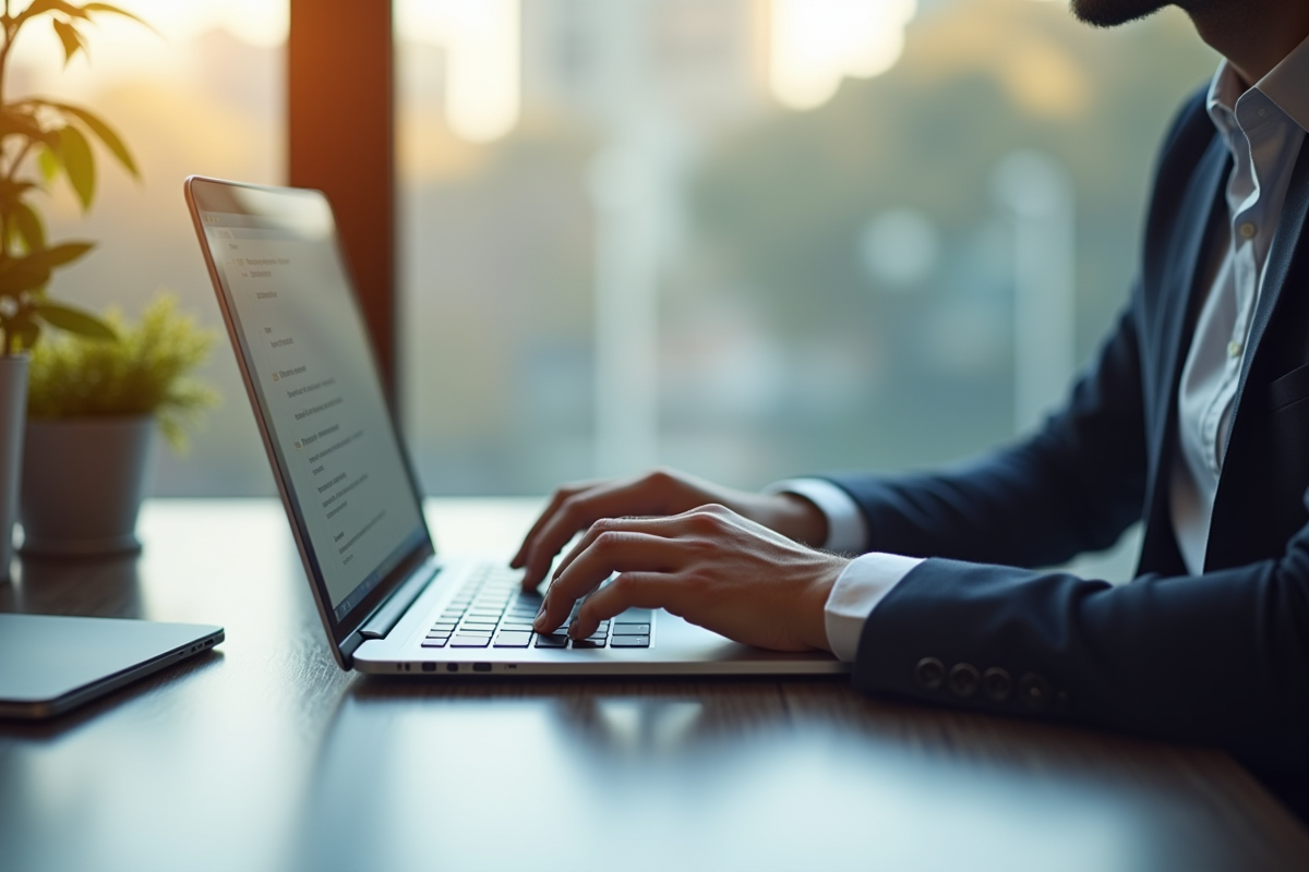 Personne travaillant sur un ordinateur portable avec webmail
