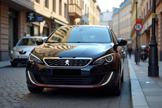 Peugeot 308 GT stationnée en ville en journée
